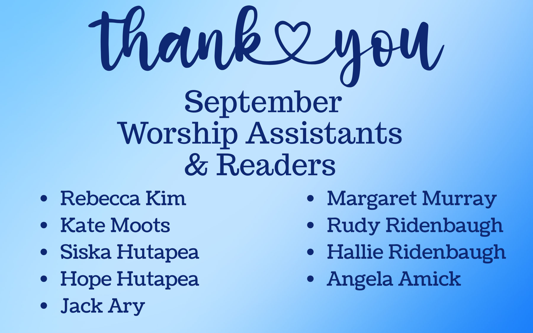 Worship Assistant and Reader