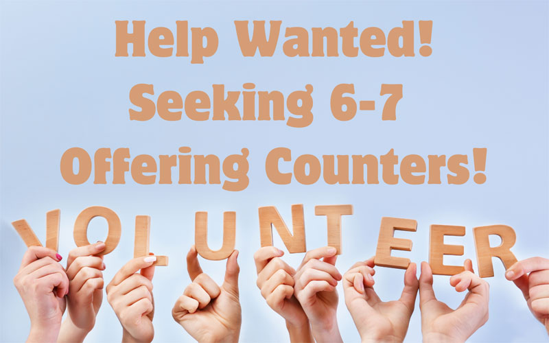 Volunteer as Offering Counters